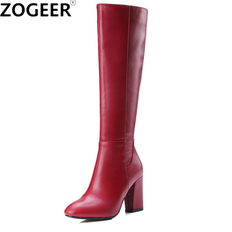 Zip Up Boots Short - Fashion Red Winter Women's Knee High