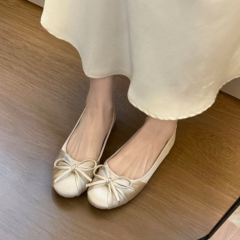 Women'S Heels - 2026 New Bow-knot Temperament Satin Shallow