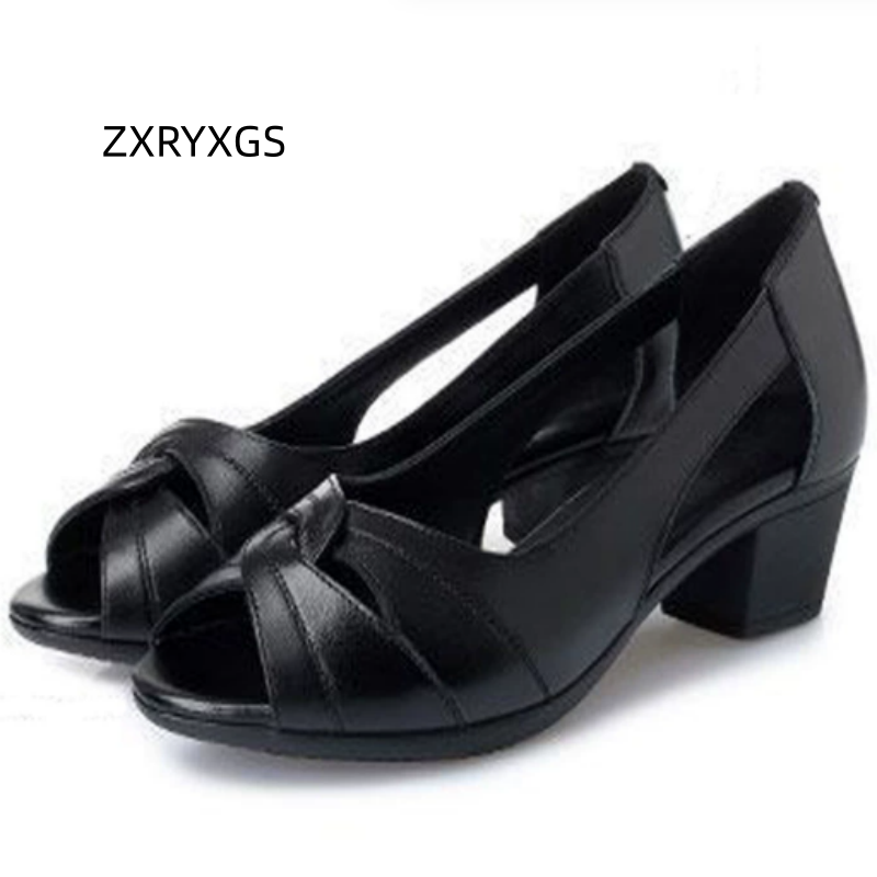 Women Shoes Size 4 In Cm - ZXRYXGS 2026 Summer Genuine Leather Fish