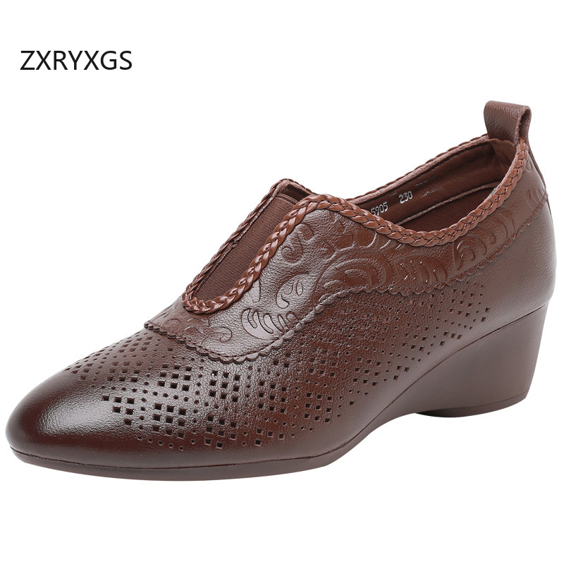 ZXRYXGS Top Layer Cowhide Holl - Women Shoes Size 4 In Cm ulasan dan harga