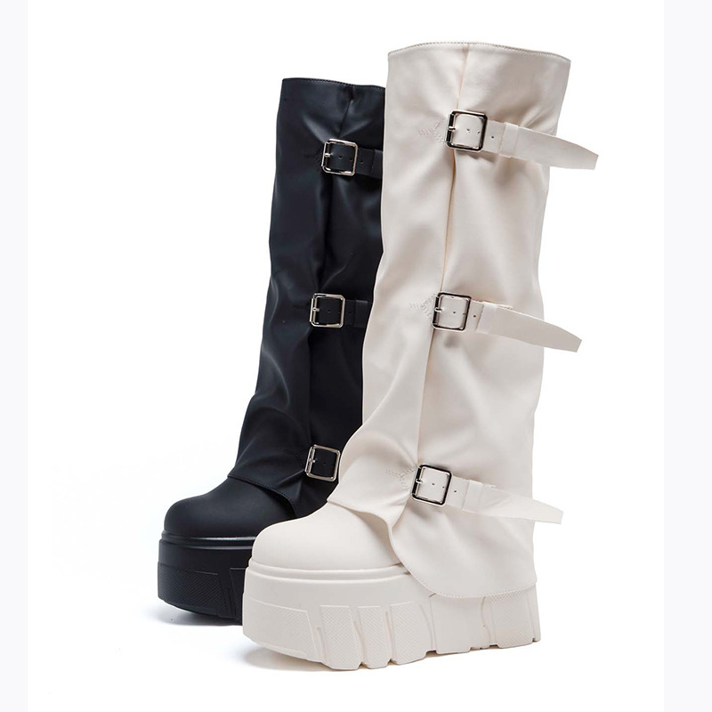 14cm Heel Knee High Boots Plat - Zip Up Boots Short ulasan dan harga