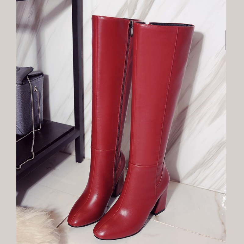 Fashion Red Winter Women's Kne - Zip Up Boots Short ulasan dan harga