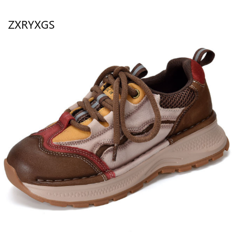 ZXRYXGS Top Cowhide Spell Colo - Women Shoes Size 4 In Cm ulasan dan harga