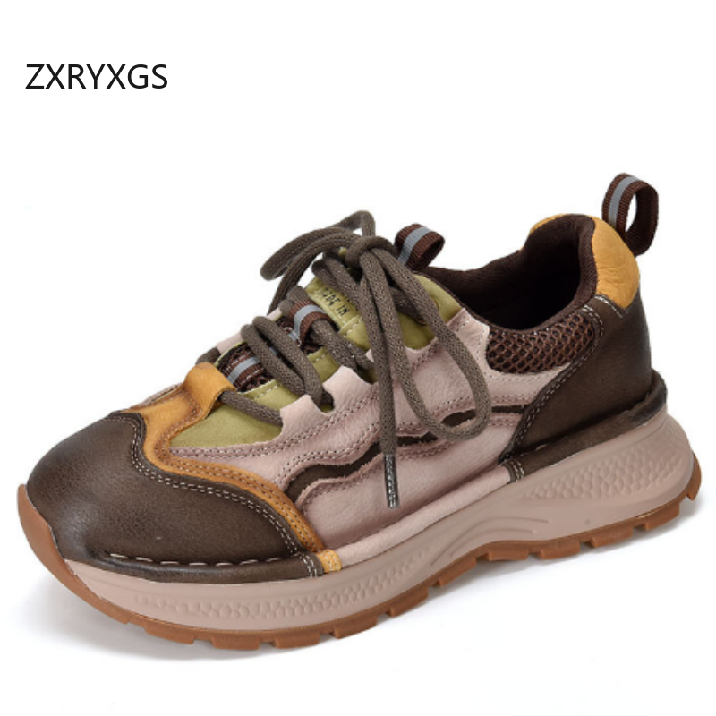 ZXRYXGS Top Cowhide Spell Colo - Women Shoes Size 4 In Cm ulasan dan harga