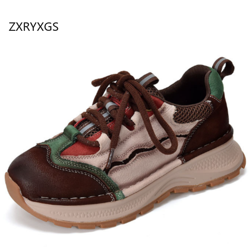 ZXRYXGS Top Cowhide Spell Colo - Women Shoes Size 4 In Cm ulasan dan harga