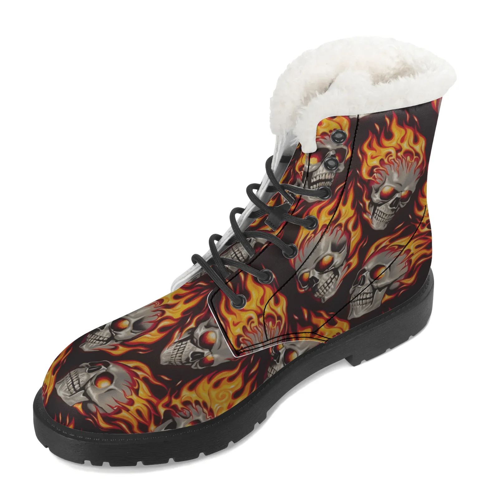 Fire Skull Patterns Snow Boots - Women Shoes Us To Eu ulasan dan harga