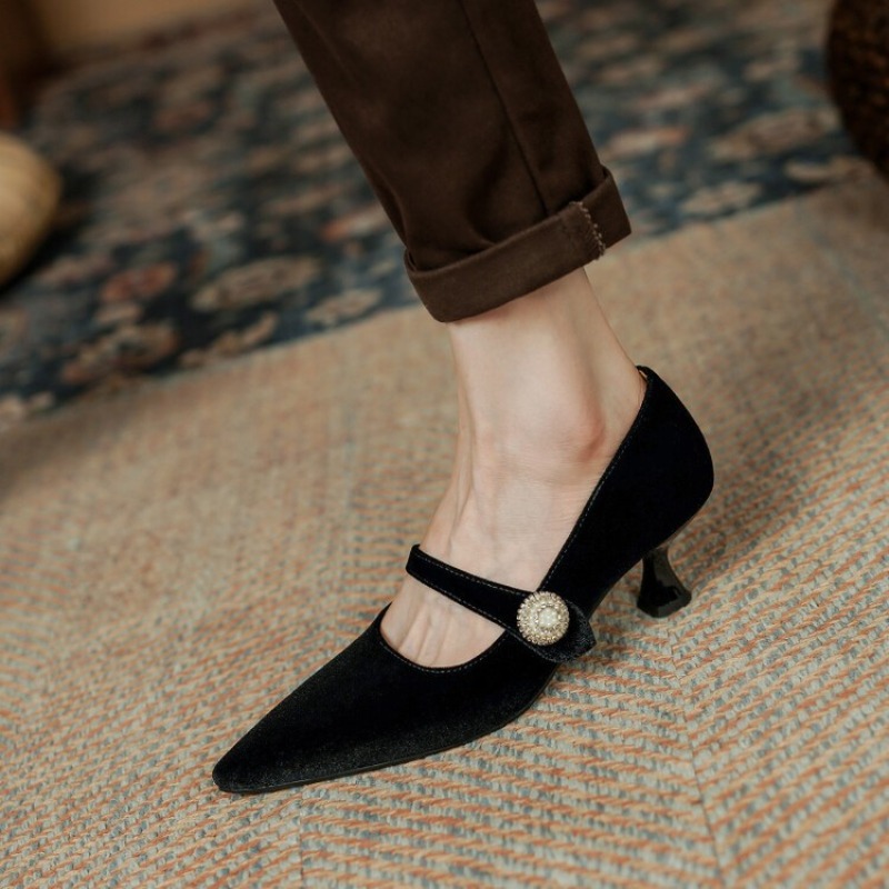 Wine Red Pointed Toe Mary Jane - Women'S Heels ulasan dan harga