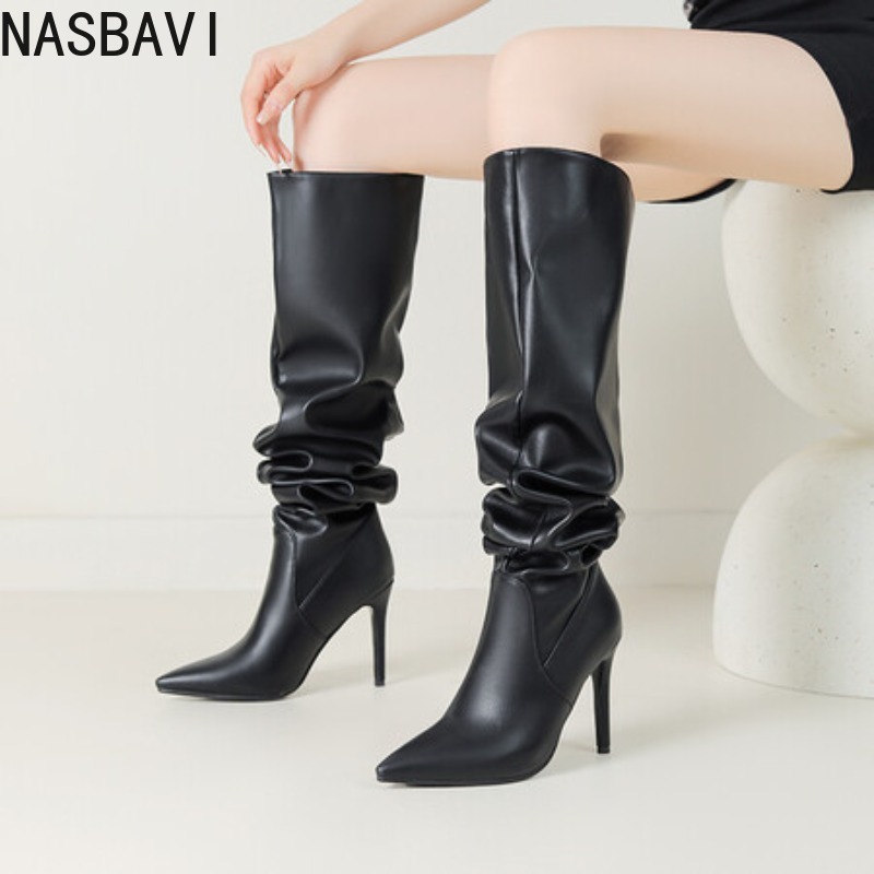 NASBAVI Black Pointed Toe Luxu - Zip Up Boots Short ulasan dan harga