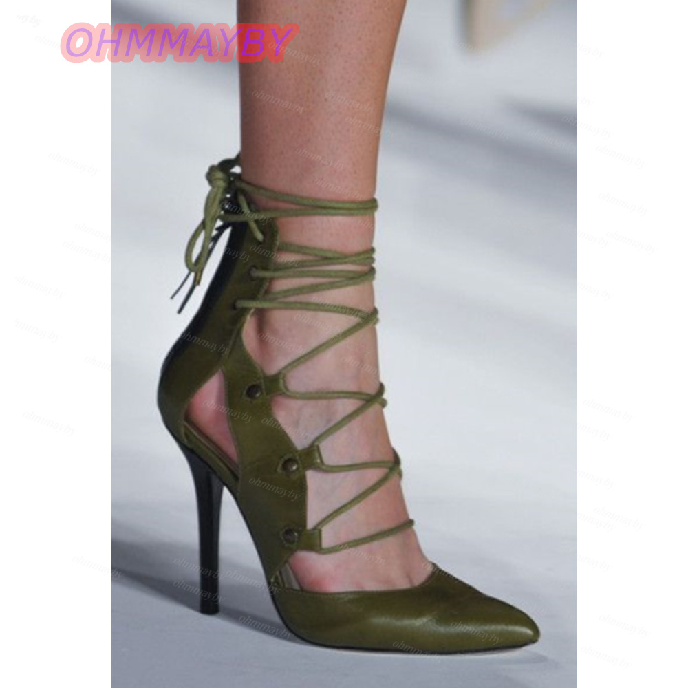 Women Olive Green Lace Up Pump - Women Shoes Us To Eu ulasan dan harga