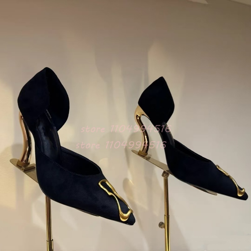 Metal Decor Black Suede Cover  - Women Shoes Model ulasan dan harga