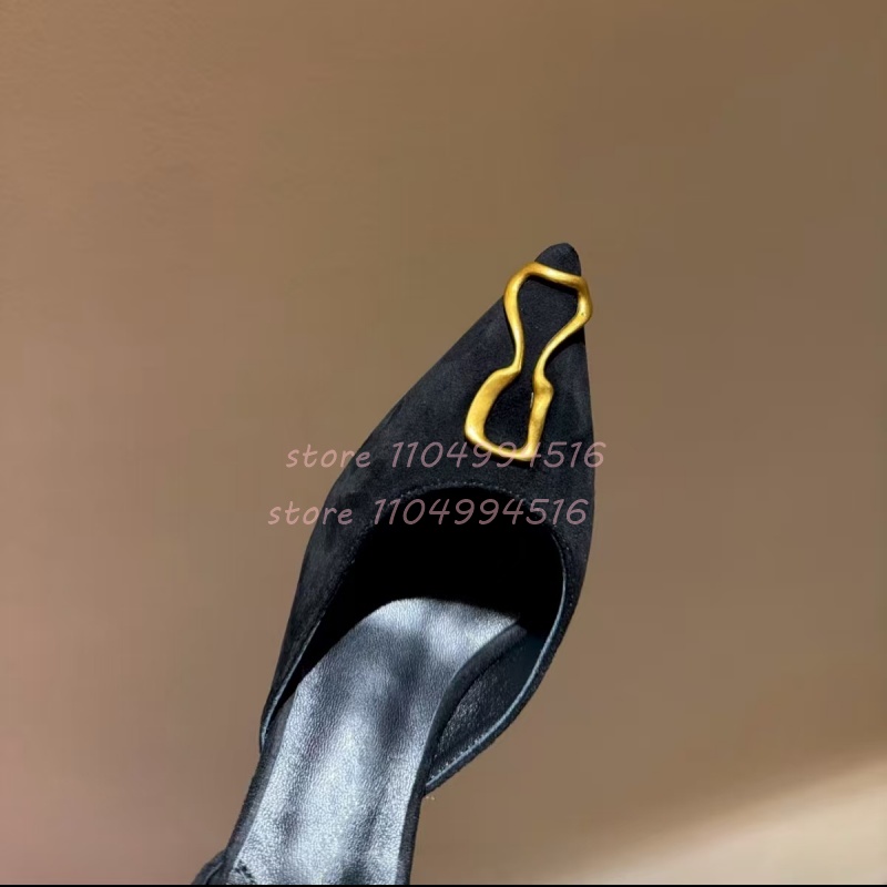 Metal Decor Black Suede Cover  - Women Shoes Model ulasan dan harga