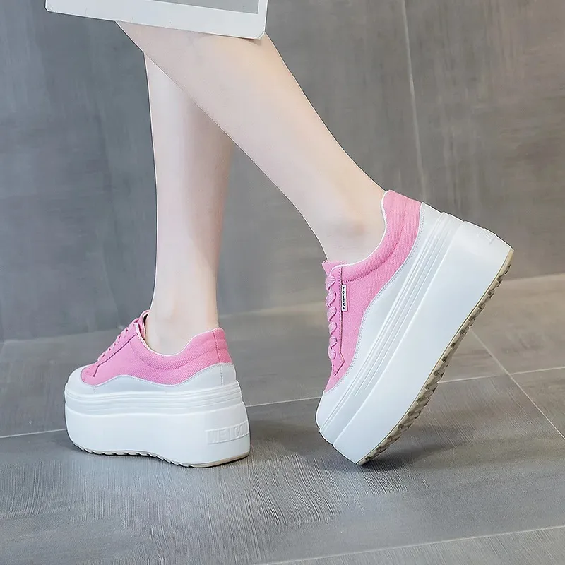 8cm New Canvas Genuine Leather - Women'S Shoes Com ulasan dan harga