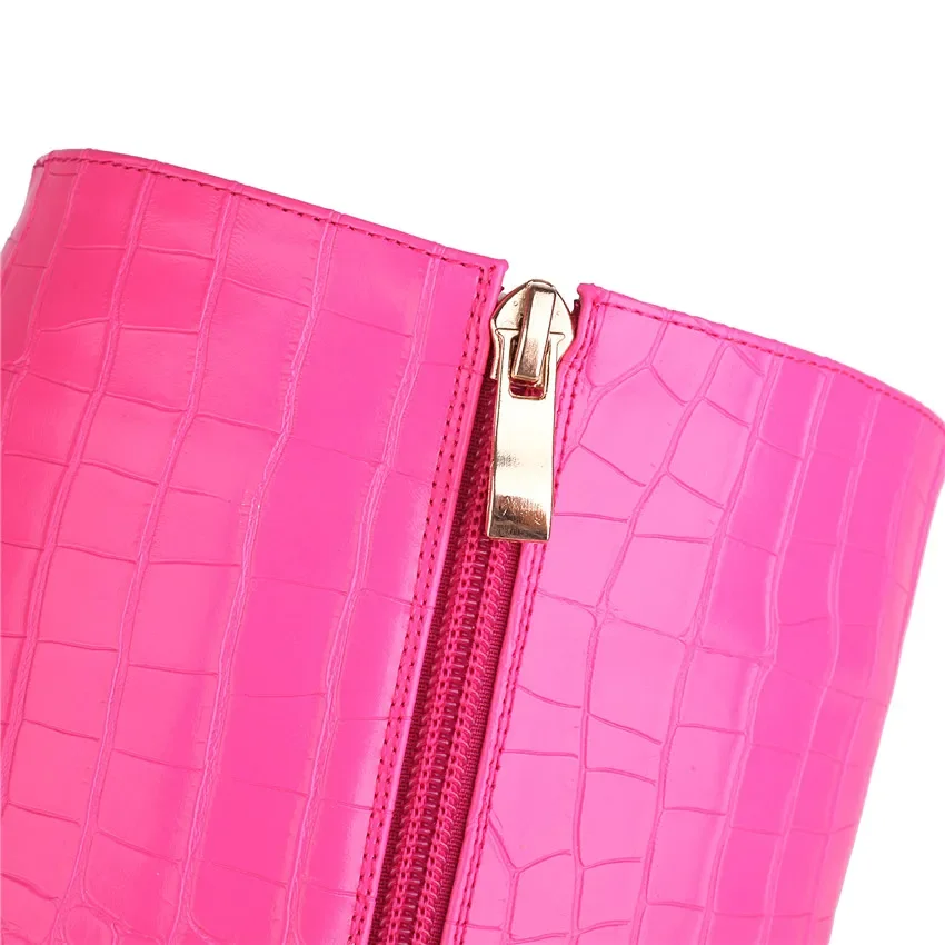 Faux Crocodile Leather Women K - Zip Up Boots Short ulasan dan harga