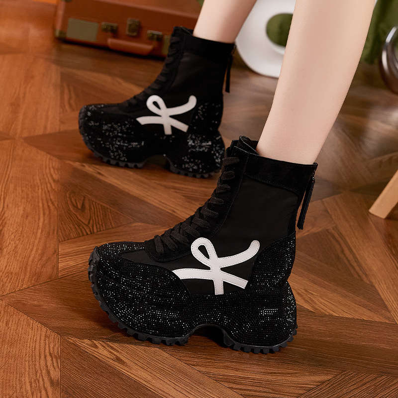 Women's Thick Sole High-top Fa - Women'S Shoes Trendy ulasan dan harga