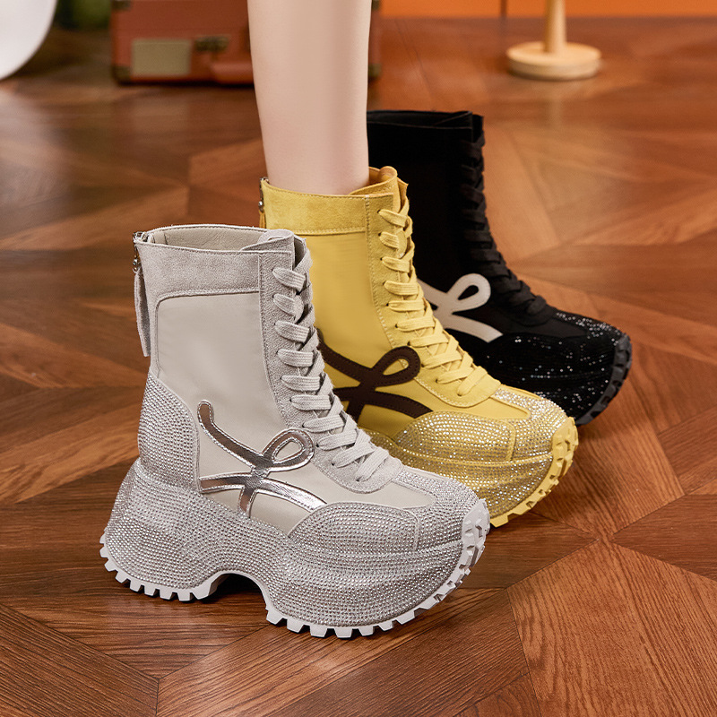 Women's Thick Sole High-top Fa - Women'S Shoes Trendy ulasan dan harga