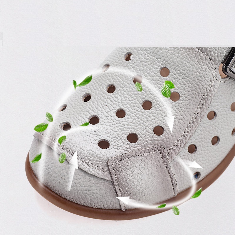 New Cow Leather Low Heel Sanda - Women Shoes Model ulasan dan harga