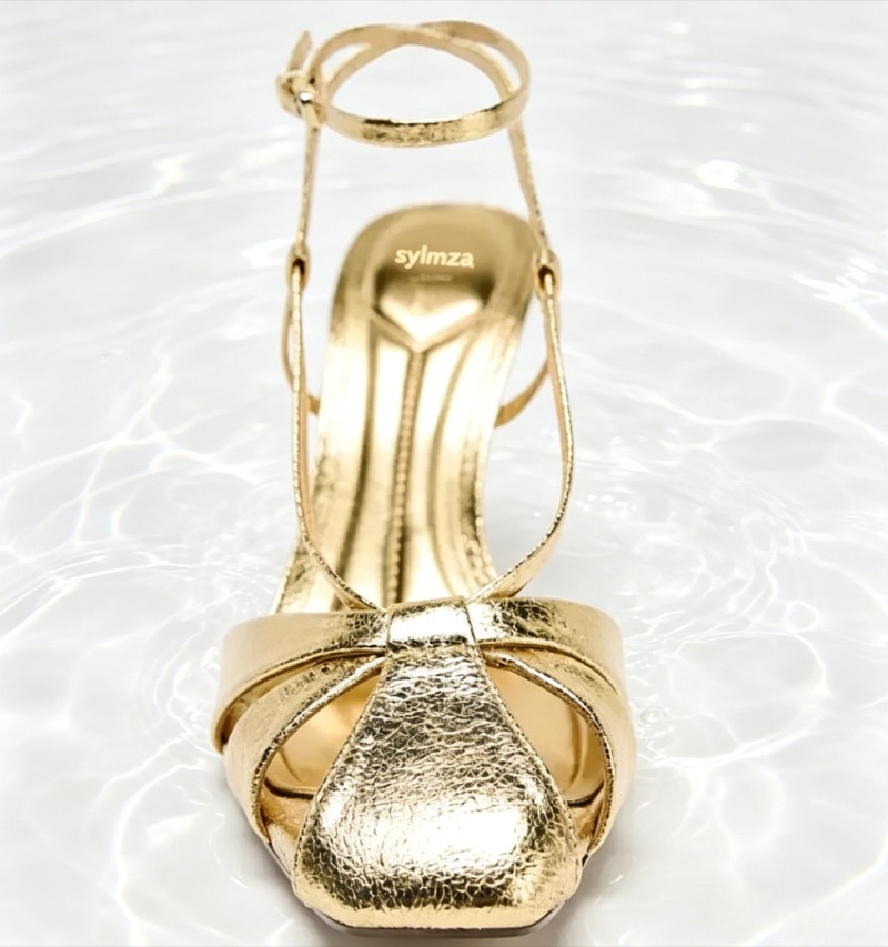Fashion Gold Thin Heeled Sanda - Women Shoes Luxury Brand ulasan dan harga
