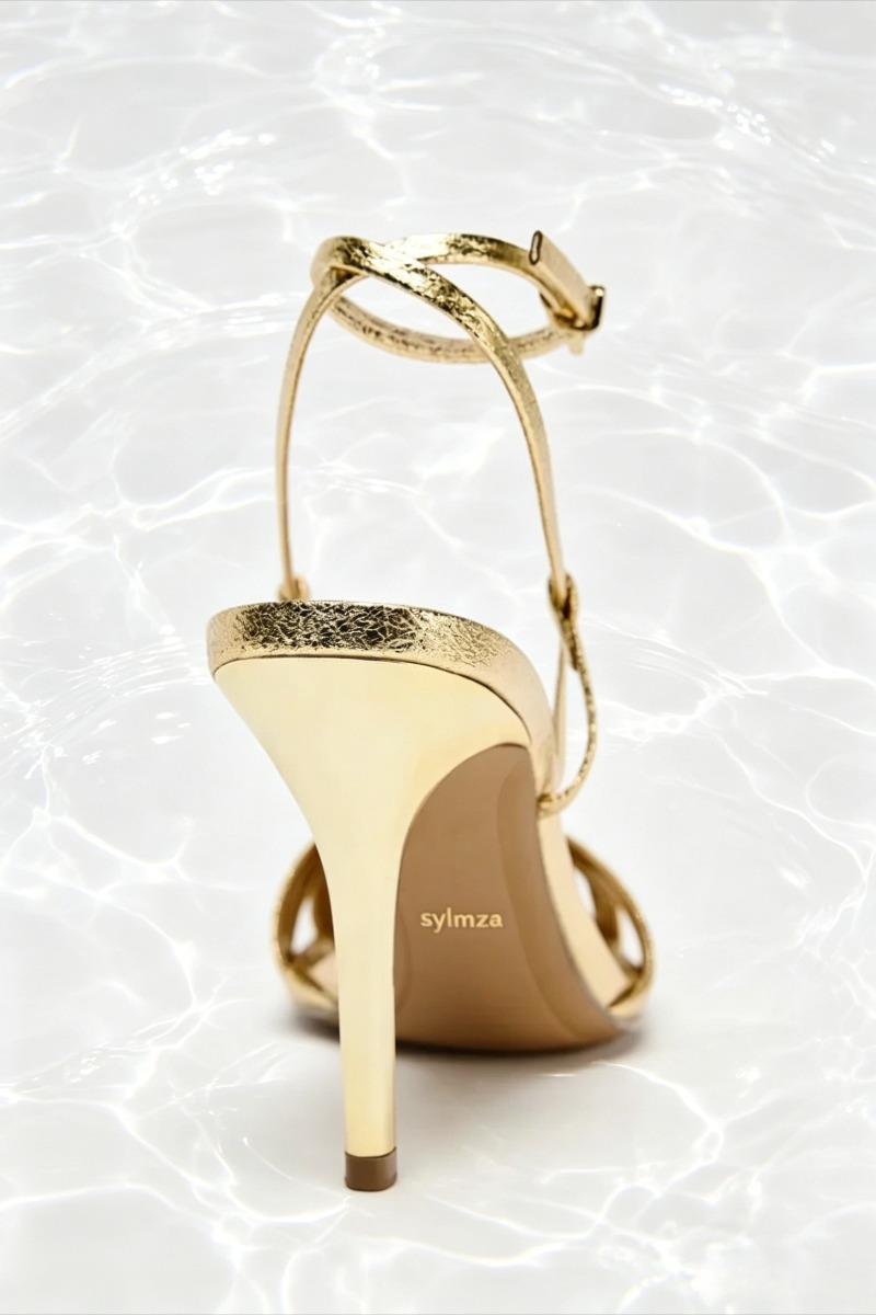 Fashion Gold Thin Heeled Sanda - Women Shoes Luxury Brand ulasan dan harga