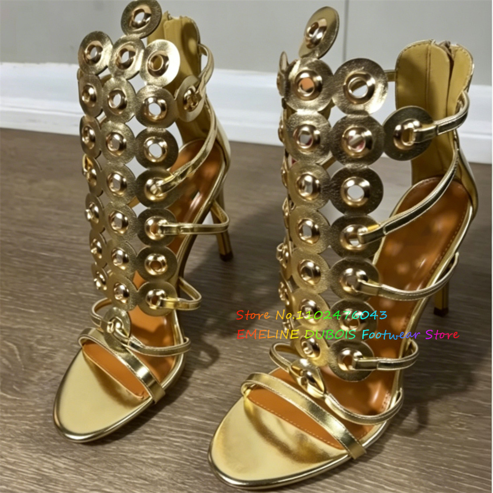Gold Metal Circle Decor High H - Women'S Shoes Trendy ulasan dan harga