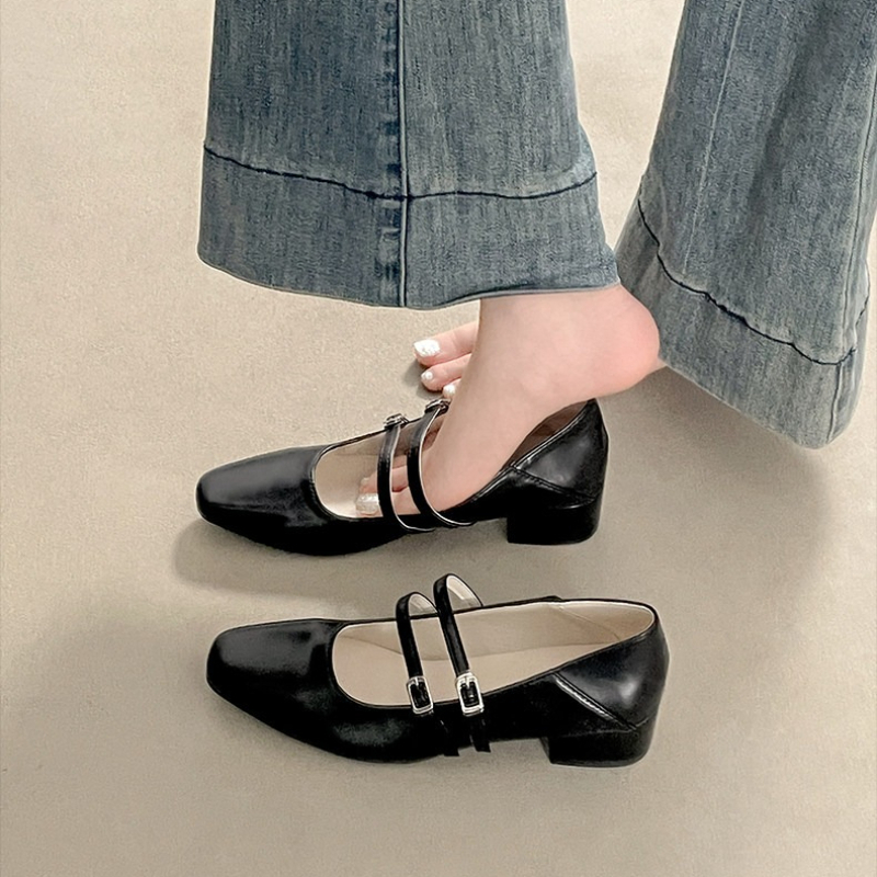 Square Toe Low Heel Women Silv - Women'S Heels ulasan dan harga