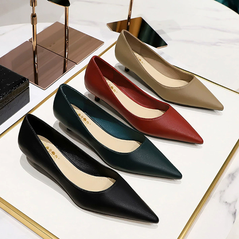 Fashion Pointed Toe Mid Heeled - Women Shoes Size 4 In Cm ulasan dan harga
