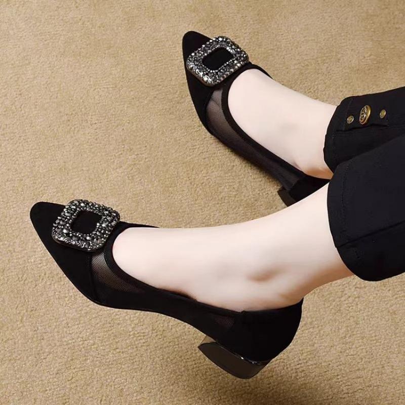 Elegant Pointed Toe Mesh Block - Women'S Heels ulasan dan harga