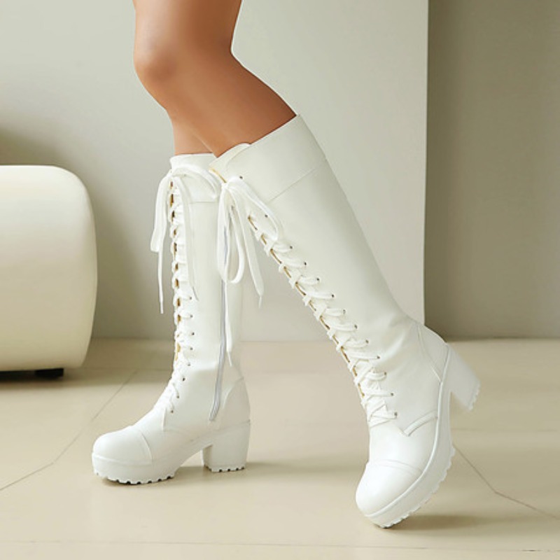 Womens Knee High Lace Up Comba - Zip Up Boots Short ulasan dan harga