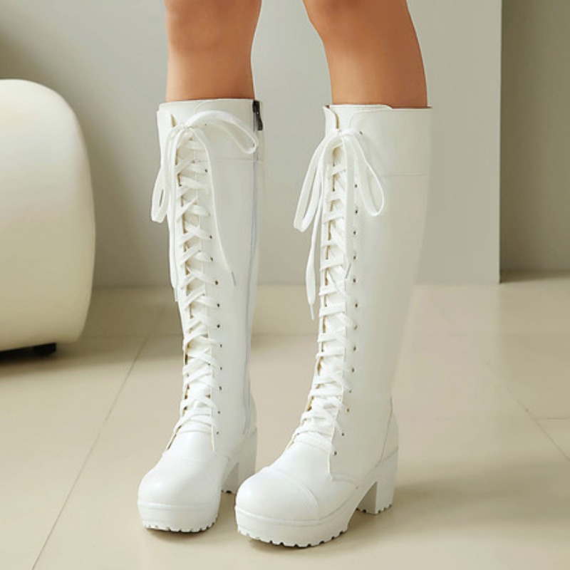 Womens Knee High Lace Up Comba - Zip Up Boots Short ulasan dan harga